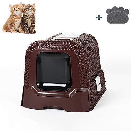 Preisvergleich Produktbild DOOKK Komplett geschlossene Katzentoilette, spritzwassergeschütztes Katzentoiletten-Deodorant in Schubladenform und spritzwassergeschützt 52 * 42 * 39 cm
