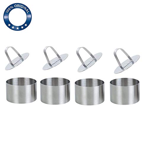 Worsendy Emporte-pièces, Cercles de présentation,Lot de 4 Emporte-Pièces Ronds Avec Poussoir En Acier Inoxydable De Haute Qualité
