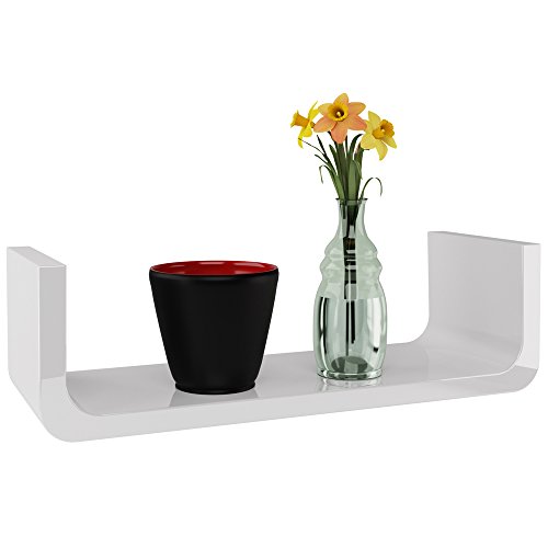 3er Set Wandregal im Retro Stil – Design Lounge Regal Bücherregal Hängeregal Holzregal – U-Form weiß - 2