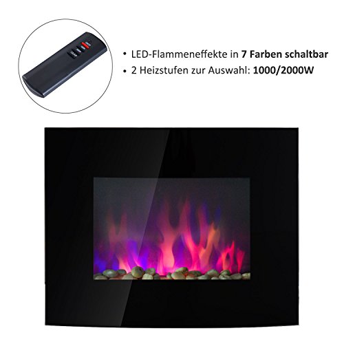 Homcom Elektrokamin Kamin Kaminofen Elektrischer LED Kies (88 x 13 x 56 cm) - 3