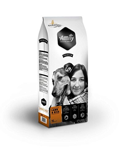 AMITY Agneau Riz et croquettes Premium 15 KG d'aliment Complet pour Les Chiens