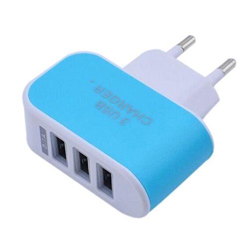 HARRYSTORE 3.1A Triple USB Port Wall Home Reise AC Ladegerät Adapter für EU Plug (Blau)