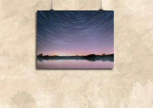 Poster Print Wall Art Landscape Astrophotography Nightscape Star Trails Stars Tundry Pond