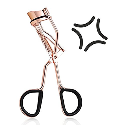 AMTOK Schmerzfreie Wimpernzange aus Edelstahl Lash Lockenwickler Professionelles Make-up-Tool mit 4 Ersatz-Pads aus Silikon - 2