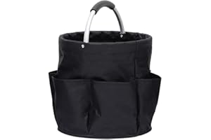 LAWALEISHE Cleaning Caddy Organiser, Cleaning Bag with Handle,Foldable Oxford Fabric Storage Hamper,Multi Pocket Cleaning Caddy Bag,Multifunctional Organiser for Picnic Bath Shopping (Black)