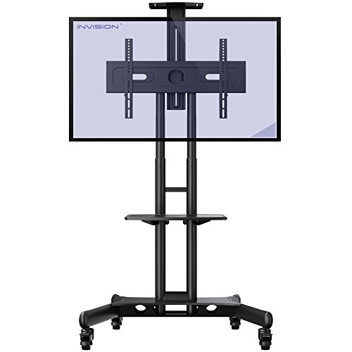 Invision TV Ständer mit Rollen Universal Mobil Wagen Fernsehständer Schwenkbar Standfuß mit Höhenverstellbar Ultra-Stabil Halterung Fernsehtisch für HDR LED LCD VESA 600b x 400h [GT1200 ScreenStation]