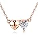 Produktbild WDXDP Halskette Für Immer Liebhaber Doppel Herz Anhänger Halskette Für Frauen Weibliches Herz Cut Clear Zirkonia Schmuck Zubehör Tn0247