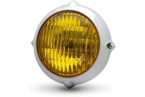 Alchemy Parts 5.5" Motorcycle Headlight 12V / 35W for Project Custom Bike (Chrome Yellow Lens)