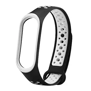 LOKO Silicon Strap for Xiaomi Band 3/ Mi Band 4 Straps (Black White)