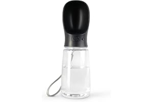 lionto Water Bottle for Dogs and Cats, 500 ml, Dog Drinking Bottle, Portable and Leak-Proof, Made of Food-Grade ABS Plastic with Locking, Dishwasher Safe, Perfect for Travel, Black