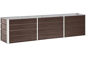 ‎VIDAXL vidaXL Garten Hochbeet Gemüsebeet Pflanzbeet Gartenbeet Frühbeet Pflanzkasten Blumenkasten Blumenbeet Verzinkter Stahl 240x40x45cm Braun