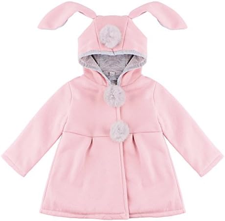 Baby Girls Toddler Coats Cute Cartoon Rabbit Ear Hooded Autumn Spring Jacket (10, Pink)