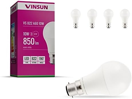 VINSUN® B22 LED bulb 10W - 60W light bulb - warm white - 850lm, B22 bayonet bulb - Pack of 4