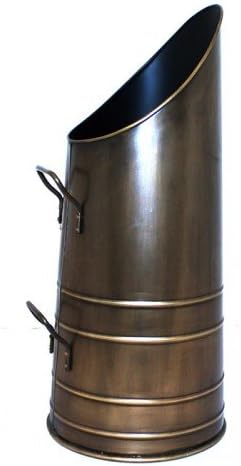 Mansion Antique Coal Hod Bucket Scuttle with Cast Iron Handles - Antique Brass