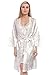 Price comparison product image BellisMira Women Satin Robe Lace Trim Nightgown Kimono Pajamas Dressing Gown Sleepwear (Robe Only) Ivory White,M