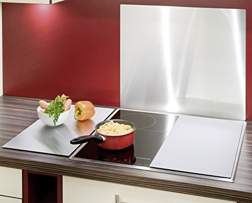 Wenko 75941500 Herdabdeckplatte Edelstahl 2er Set, für Glaskeramik-Kochfelder, Edelstahl, Silber matt, 27 x 48.5 x 1,8 cm - 3