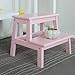 Produktbild XJIKSND IVNZEI Zweistufiger Hocker, zweistufiger Kinderhocker aus Holz mit Griffen/Stufenhocker aus Holz für Kinder und Erwachsene, Haushalt und Büro, Alter 3+ - 16,5x13,8x13,8 Zoll (Color : Pink)