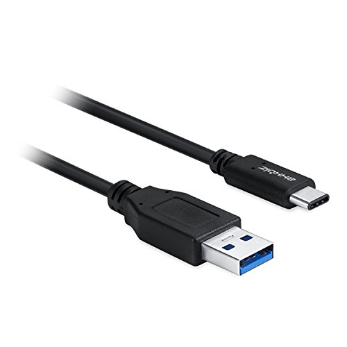 Axxbiz® CableBiz-C002 USB-C SuperSpeed Kabel -2A -3.1 USB-C Stecker auf 3.0 USB-A Stecker, bis zu 10Gbps - Sicheres Laden durch 56k Ohm Widerstand - 1m lang - Schwarz