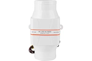 ARAMOX Ventilatore d'aria 12V/24V DC, ventilatore d'aria di sentina marina in linea 3 pollici Ventilatore muto forte di ventilazione, per yacht bianco(24V)