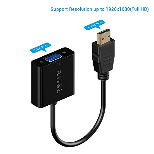 HDMI auf VGA Kabel Badalink Adapter HDMI to VGA Konverter 1080P HDTV, Kompatibel mit Macbook, Chromebook, DVD Player, Laptop, Ultrabook und andere HDMI Eingang Geräte, Schwarz - 8