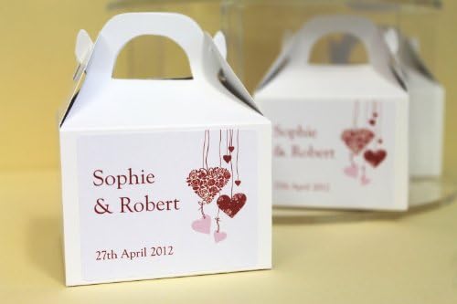 Pack of 100 PERSONALISED Wedding Favours / Cup Cake Boxes (Flat packed) - D