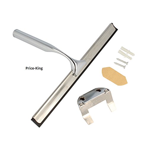 Edelstahl Duschabzieher Wasserschieber für Duschkabine Abzieher Fensterabzieher Fensterwischer mit Wandaufhänger Badezimmerwischer aus Chrom inklusive Wandhalterung ohne Bohren - 4