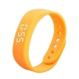 Kobwa T5 Smart Armband Armbanduhr Sport Auto Datum Schrittzähler-LED Armband für Laufen Wandern andere Aktivitäten, Orange