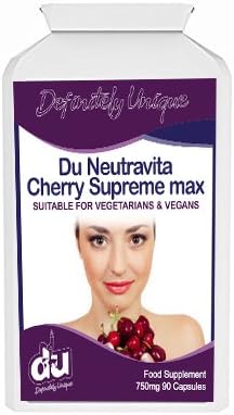 DU Neutravita Cherry Supreme Max 750mg 90 Capsules - High Strength Freeze Dried Montmorency Cherries - UK Manufactured to GMP for Consistent High Quality