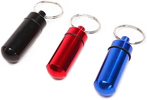 Artmi 3pcs Waterproof Pill Holder Box Case Bottle Keychain Container Aluminum