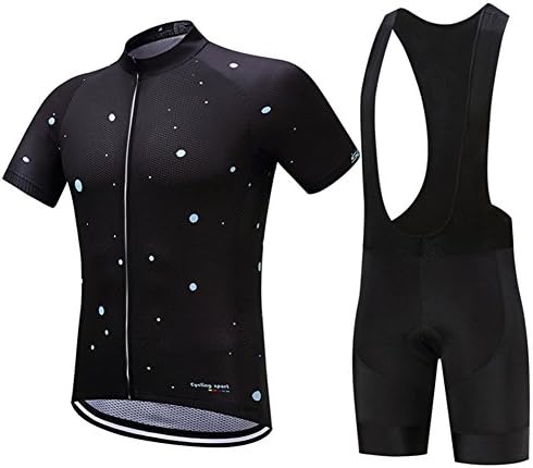 Cranese Men's Cycling jersey Short Sleeves with Bib Shorts - Bike Padded Shorts Perspiration ventilation Team Cycling Clothing, 001, L