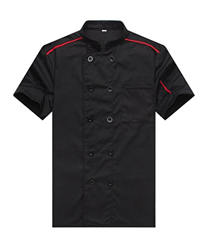 Chaqueta de Chef Cocina Uniforme Manga Corta Negro