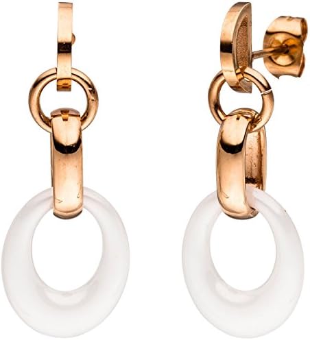 JOBO Earrings Stainless Steel-Coloured with Gold Pvd-Coating and Ceramic Earrings