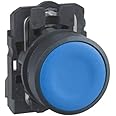Schneider Electric, XB5AA61N, Harmony XB5, Blue Push button, 22mm, spring return, 1NO