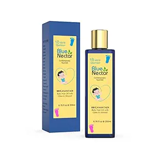 Blue Nectar Ayurvedic Baby Hair Oil with Organic Ghee, Almond Oil, Coconut Oil & Olive Oil for Hair and Scalp (18 Herbs, 200 ml)