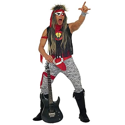 Widmann 37861 - Costume de Rock Star pour Adulte, T-Shirt, Pantalon, Ceinture, Bracelets et surbottes, Taille S