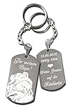 Schlüsselanhänger mit Foto und Wunschgravur | Anhänger mit Wunschtext | individuell und persönlich | ca. 50x28mm Dogtag | Edelstahl | beidseitig graviert | Geschenk für die Freundin / den Freund | Geschenk für Mama und Papa | Verlobungsgeschenk | Geburtstagsgeschenk | Taufgeschenk | Geschenk zur Geburt (mit Rückseitengravur)