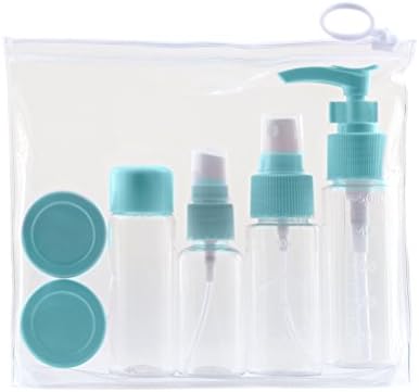 Plastic Travel Bottles Set Air Travel Size Toiletry Liquid Containers with Scale for Cosmetic Makeup with Storage Bag by DoBaTo (Blue1)