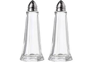 Topkapi 250.711 - Set saliera e pepiera Octagono in acciaio inox e vetro, lavabile in lavastoviglie