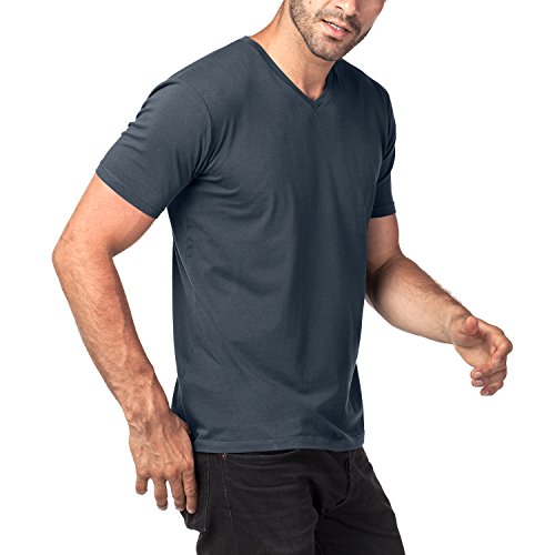 Lapasa Herren T-Shirt, 2er Pack V-Ausschnitt Herren T-Shirt, Baumwolle T-Shirt für Herren, M006, Grau, L (Regular Fit) Lapasa Herren T-Shirt, 2er Pack V-Ausschnitt Herren T-Shirt, Baumwolle T-Shirt für Herren, M006, Grau, L (Regular Fit)