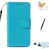 TOUCASA S6 Handyhülle,S6 Hülle, Brieftasche Flip PU Leder ledercaseHülle etui Tasche 360 Grad Karte Halterung Kartenfächer extra Dünn Klapphülle Mode Retro Stilvoll für Samsung S6(Blau)