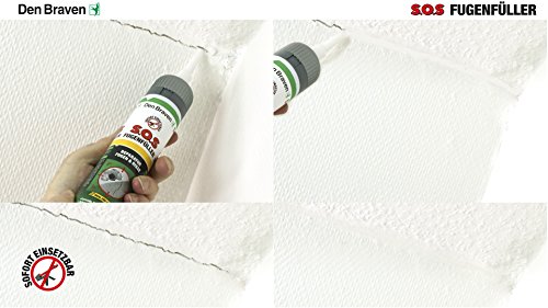 Den Braven SOS Fugenfüller 200 ml, Reparaturspachtel, regen und wetterresistent, hochwertiger Fertigspachtel Made in Germany, weiß, 4016960014977 - 4