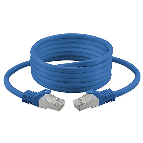 rocabo 0,5m RJ45 Netzwerkkabel Patchkabel mit CAT 7 Rohkabel – LAN – Ethernet Gigabit LAN Switch Router – S/FTP PiMF – Halogenfrei blau 5 Stück - 2