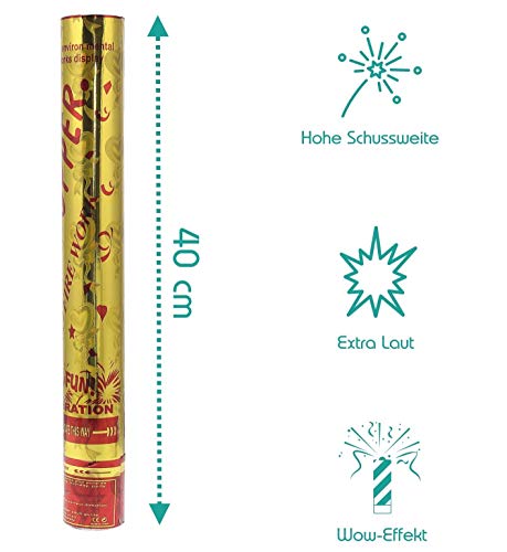 10 Konfettishooter Bunt 40cm für Geburtstag Silvester | Extra lauter Knall | Konfetti Kanone mit Hoher Schussweite