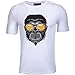 Produktbild T Shirt Herren, HUIHUI Coole O-Ausschnitt Kurzarm Sweatshirt Slim Fit Basic UV Polo-Shirt Mode Sport Oberteile Oversize Bench Tops Gorilla Druck Sommer Freizeit Hemd Poloshirt (XXL, Weiß)