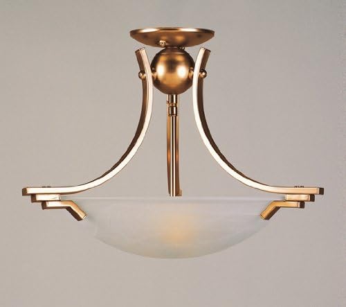 Amora 2 Light Semi Ceiling Flush With Alabaster Glass Antique Brass