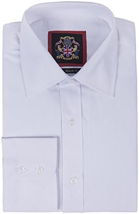 Janeo British Apparel Branded, Classic Canterbury Self Stripe Mens Shirt, Single & Single Cuff Sleeve. White, Single - 15