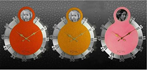 SJMM Large simple fashion home personality creative children photo swing wall clock solid wood aviation aluminum modern wall clock , pink