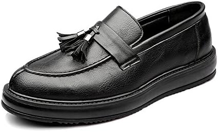 Ruanyi Leather Oxford Shoes Men，Men's Business PU Leather Shoes Classic Slip-on Loafers Tassel Pendant Decoration Outsole Oxfords Indoor&amp;Outdoor (Color : Black, Size : 44 EU)
