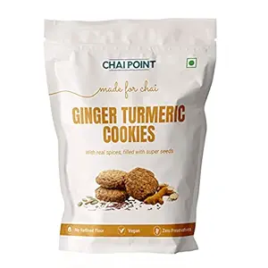 Chai Point Ginger Turmeric Cookies (210g) | Guilt Free Cookies | Made with Whole Wheat & Oats | Healthy Snacks | Filled with Super Seeds | Zero Transfat