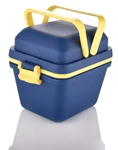 Stewit Products Dieting Airtight Lunch Box Set | 3 Compartment Tiffin with Handle & Push Lock | Plastic Tiffin Box for Travelling, School Kids & Office Exclusive (Blue)